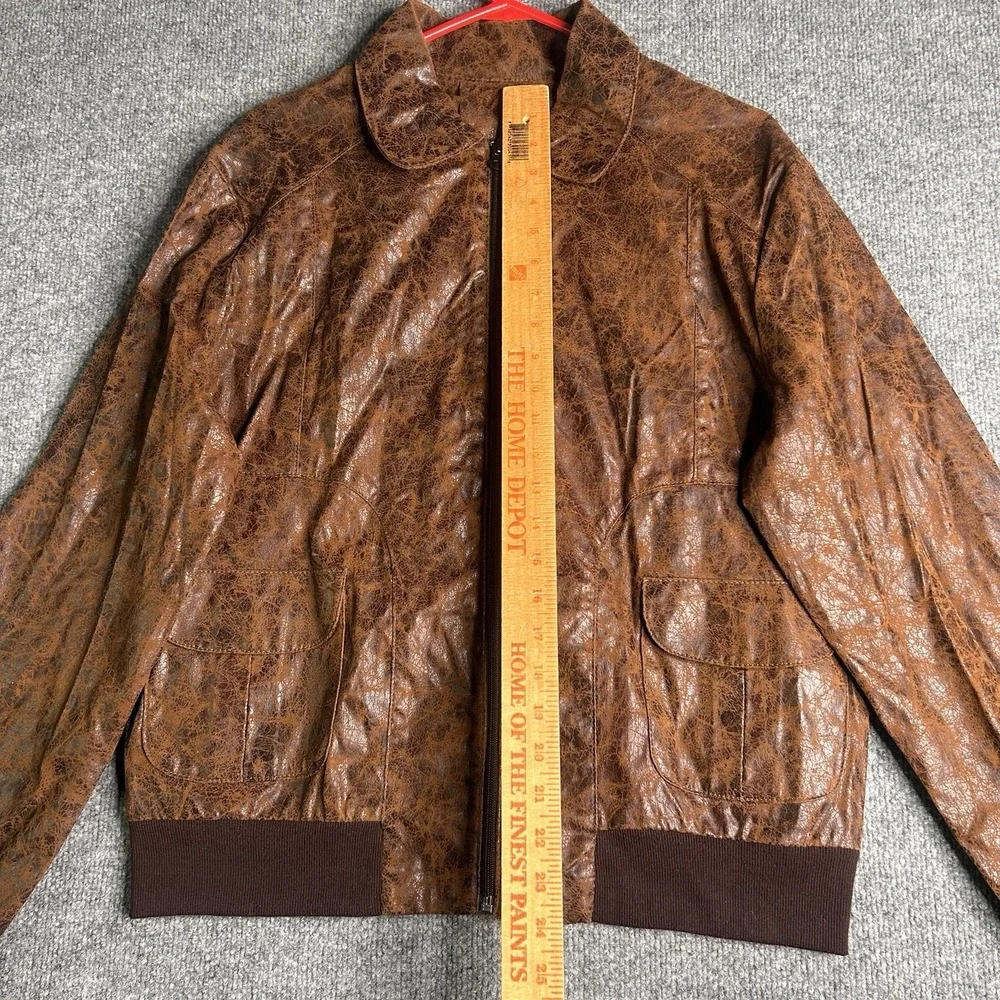 Charades Brown Distressed Leather Jacket‎ Adult Size Medium